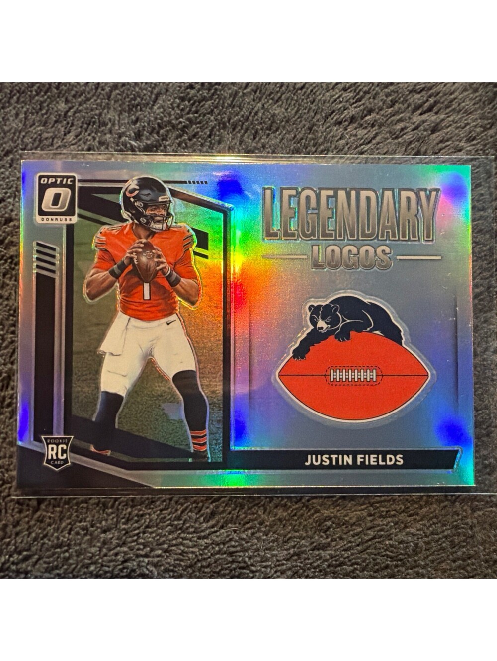Justin Fields 2021 Donruss Optic HOLO PRIZM Rookie Card LEGENDARY LOGO Bears RC